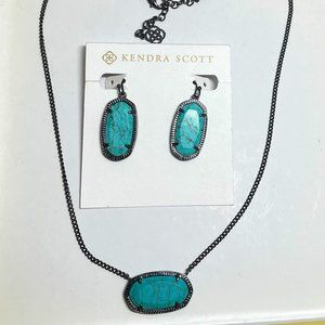 Kendra Scott Gunmetal and Veined Turquoise Dylan and Dani Set